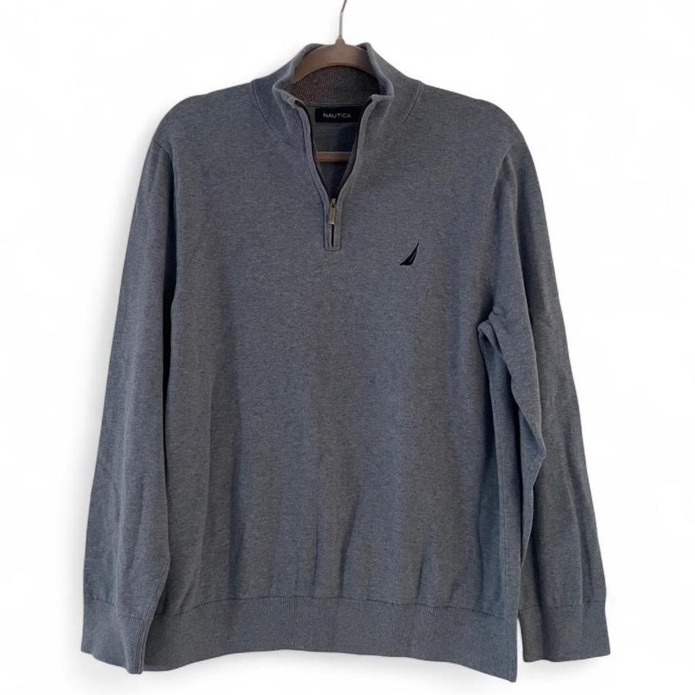 Nautica Men’s Light Blue Quarter-Zip Sweater